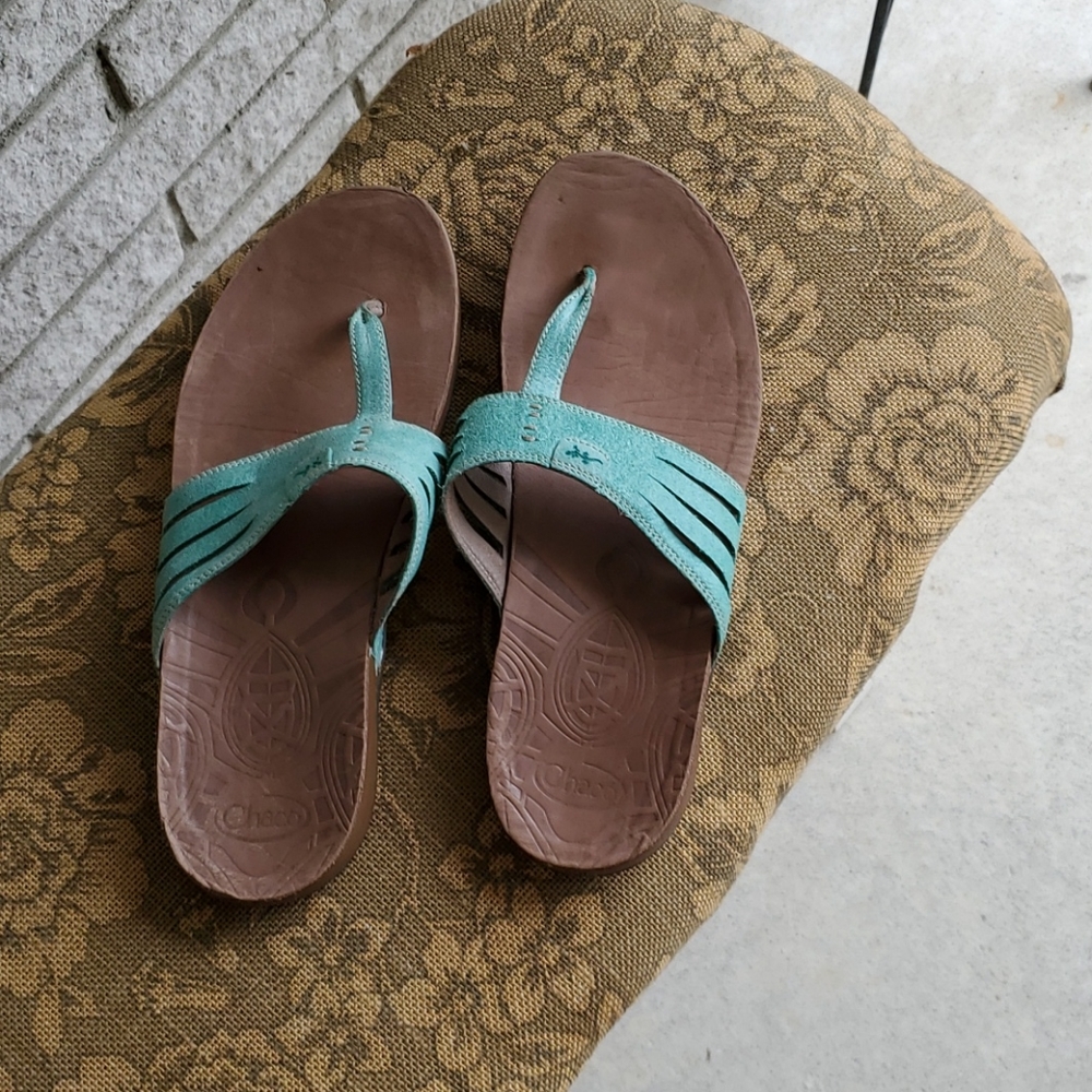 Chaco teal leather sandal
